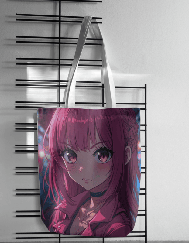 Lirix AI singer Beyond the Shadows tote bag - anime style digital art merchandise collectible